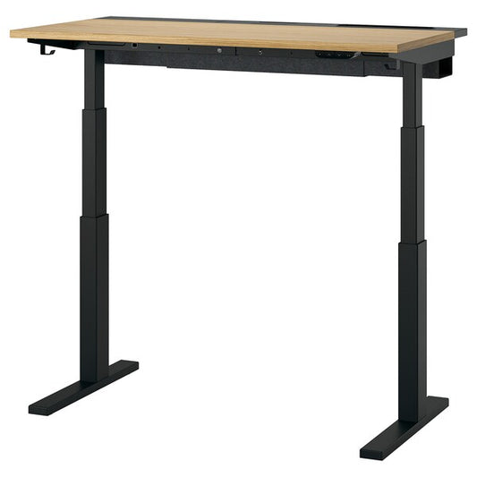 MITTZON - Height-adjustable desk, electric oak veneer/black,120x60 cm