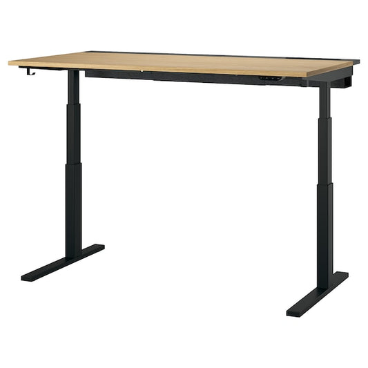 MITTZON - Height-adjustable desk, electric oak veneer/black,160x80 cm