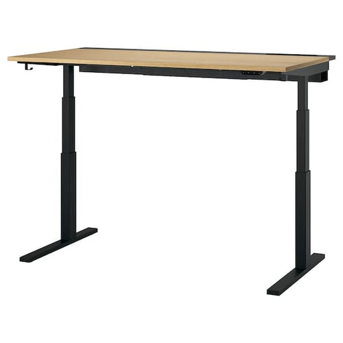 MITTZON desk sit/stand, electric oak veneer/black, 160x80 cm