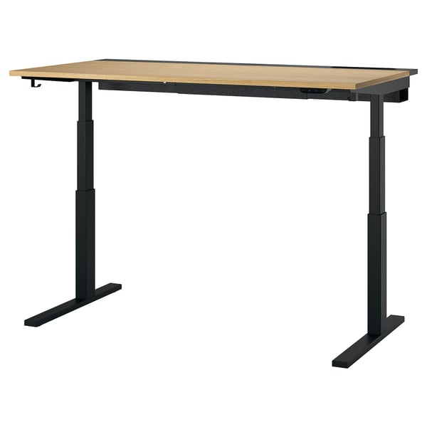 MITTZON desk sit/stand, electric oak veneer/black, 160x80 cm