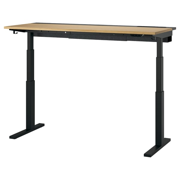 MITTZON desk sit/stand, electric oak veneer/black, 160x60 cm
