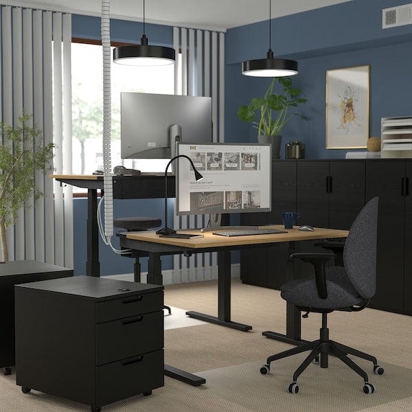 Ikea MITTZON - Height-adjustable desk, electric oak veneer/black,120x60 cm