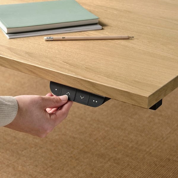 Ikea MITTZON - Height-adjustable desk, electric oak veneer/black,140x60 cm