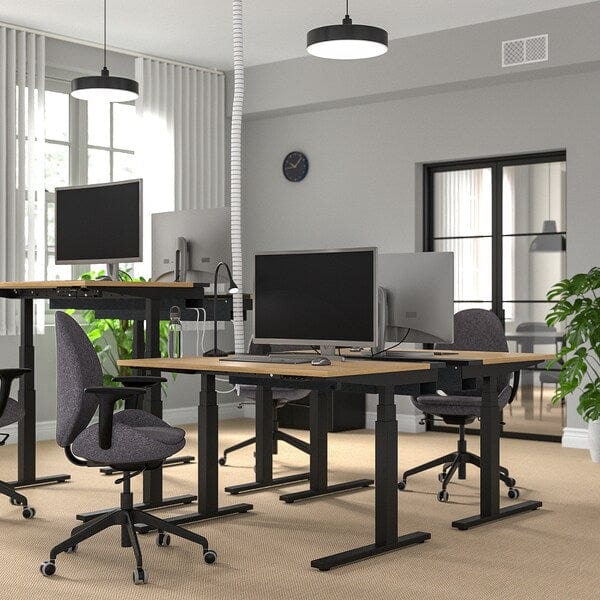 Ikea MITTZON - Height adjustable desk, electric oak veneer/black,120x80 cm