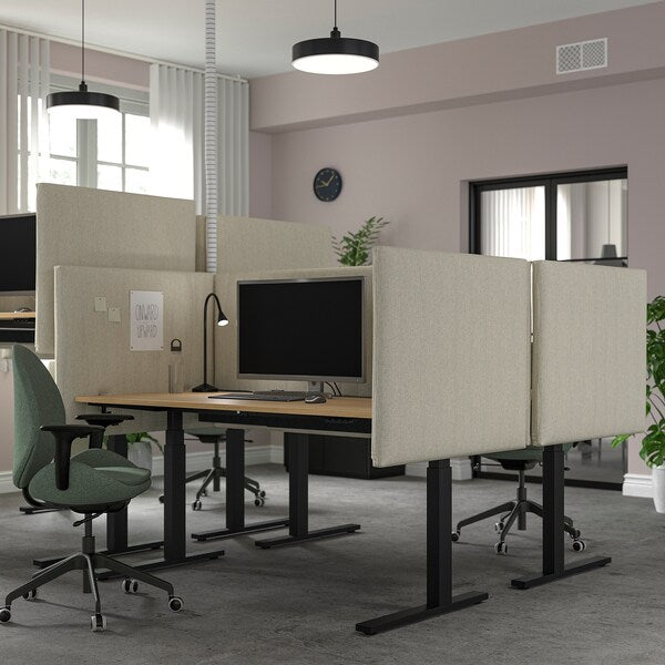 MITTZON - Height-adjustable desk, electric oak veneer/black,160x60 cm