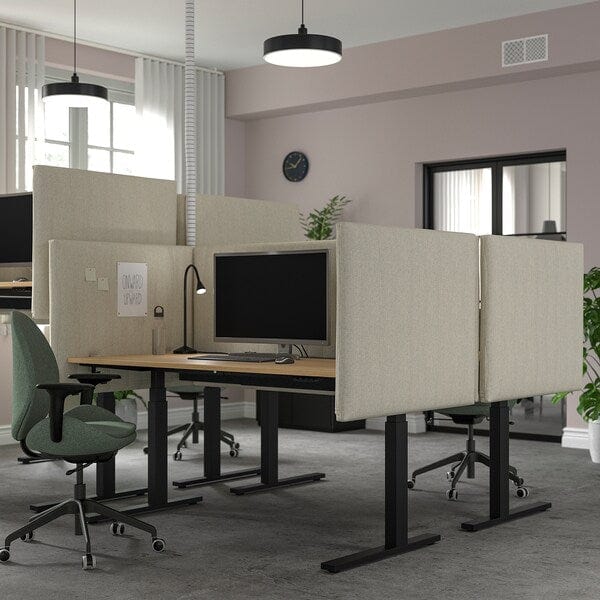 Ikea MITTZON - Height-adjustable desk, electric oak veneer/black,160x60 cm