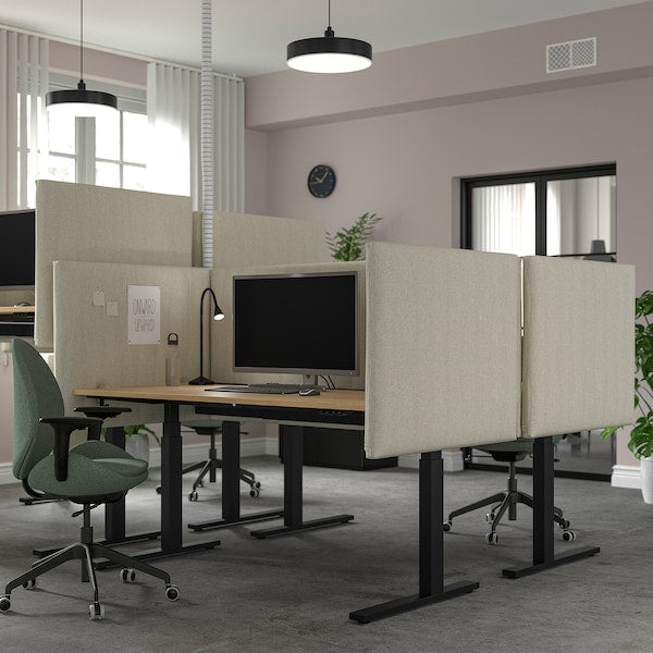 MITTZON - Height-adjustable desk, electric oak veneer/black,160x80 cm