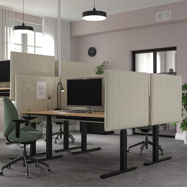 Ikea MITTZON - Height-adjustable desk, electric oak veneer/black,160x80 cm