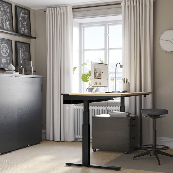 Ikea MITTZON - Height-adjustable desk, electric oak veneer/black,160x60 cm
