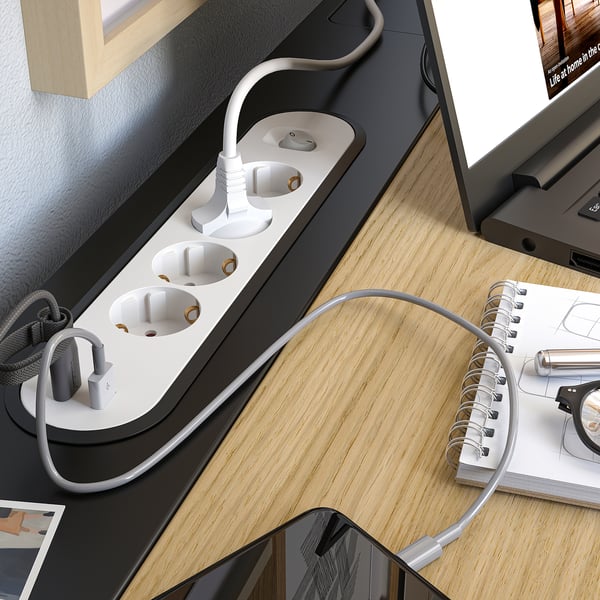 MITTZON desk sit/stand, electric oak veneer/black, 140x80 cm