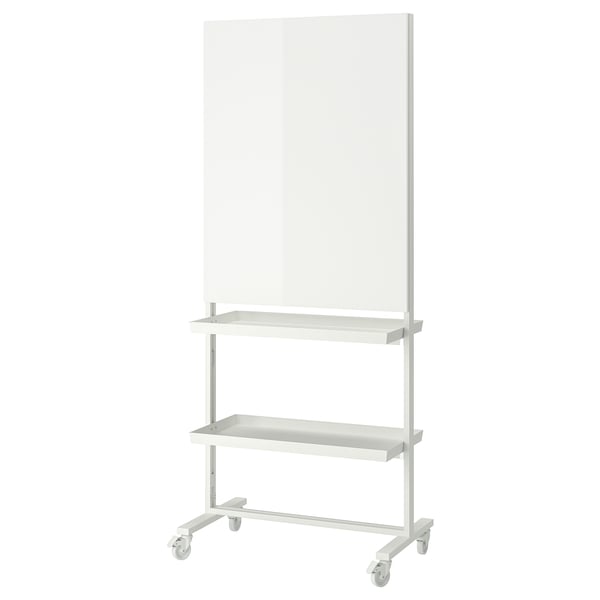 MITTZON frm w cstrs/whtbrd/disp shlf/cbl bx, white, 85x205 cm