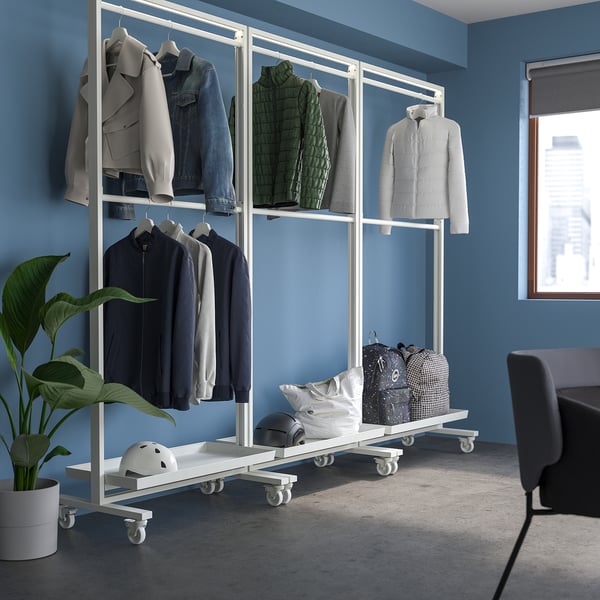 MITTZON - MITTZON Frame w cstrs/clths rail/disp shlf, white, 85x205 cm