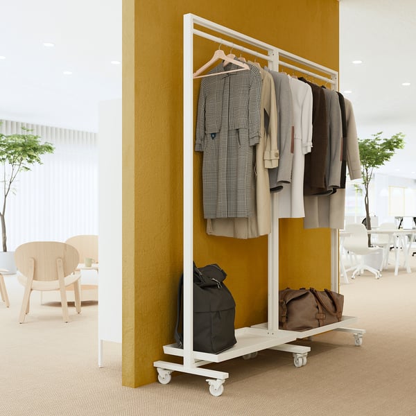 MITTZON frame w cstrs/clths rail/disp shlf, white, 85x205 cm