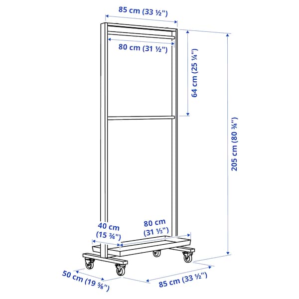 MITTZON - Frame w cstrs/clths rail/disp shlf, white, 85x205 cm