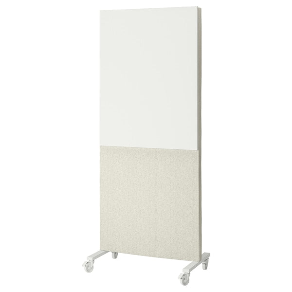 MITTZON - Frame w cstrs/acoustic sceen/whtbr, Gunnared beige/white, 85x205 cm