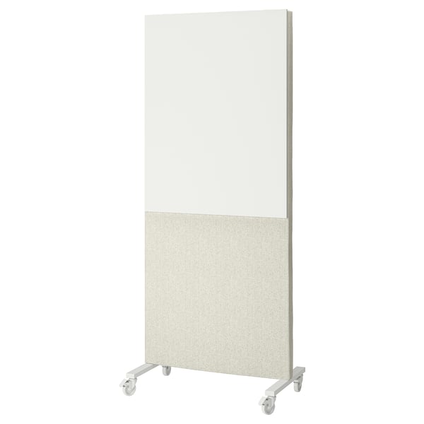 MITTZON frame w cstrs/acoustic sceen/whtbr, Gunnared beige/white, 85x205 cm