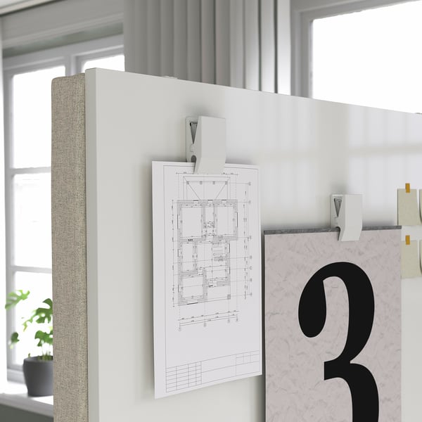 MITTZON frame w cstrs/acoustic sceen/whtbr, Gunnared beige/white, 85x205 cm