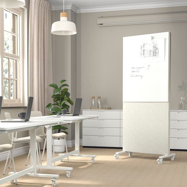 Ikea MITTZON - Frame w cstrs/acoustic sceen/whtbr, Gunnared beige/white, 85x205 cm