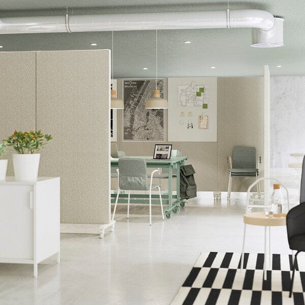 Ikea MITTZON - Frame w cstrs/acoustic sceen/whtbr, Gunnared beige/white, 85x205 cm