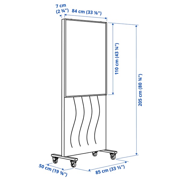 MITTZON frame w cstrs/acoustic sceen/whtbr, Gunnared beige/white, 85x205 cm