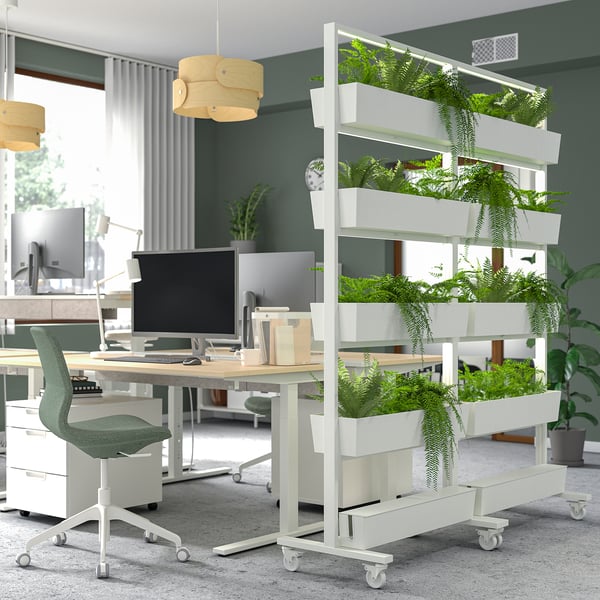 MITTZON frame w castors/container/cable box, white, 85x205 cm