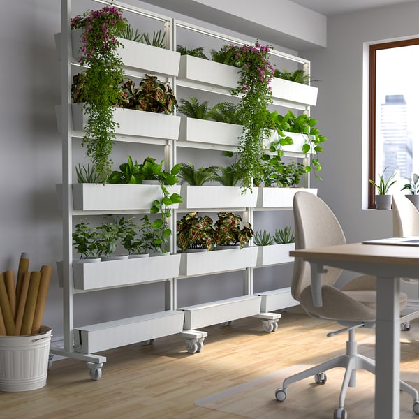MITTZON - MITTZON Frame w castors/container/cable box, white, 85x205 cm
