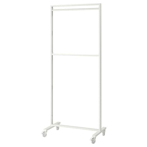 MITTZON frame w cstrs/clths rail/disp shlf, white, 85x205 cm