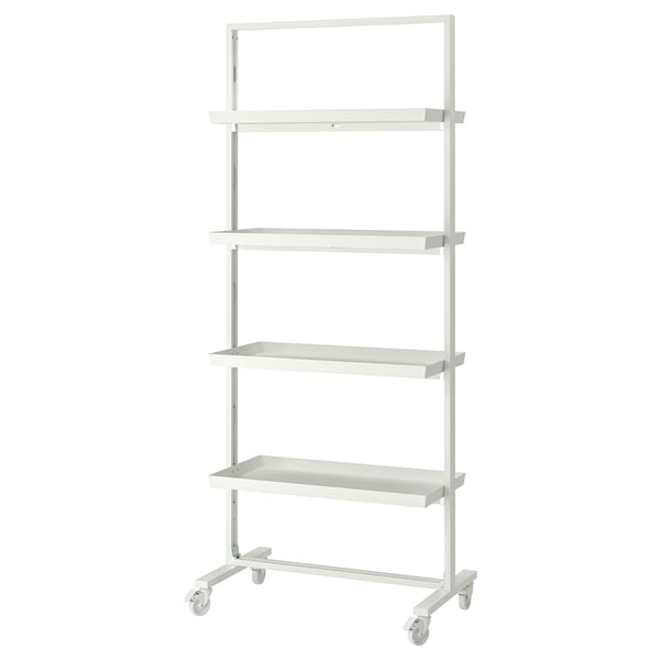 MITTZON frame with castors/display shelf, white, 85x205 cm