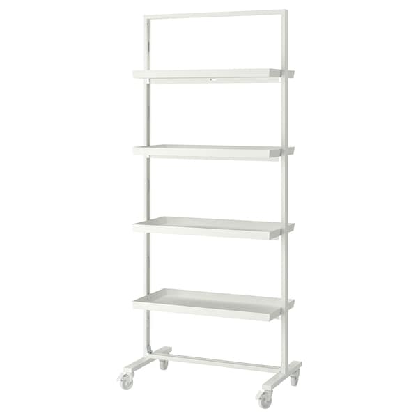 MITTZON - Frame with castors/display shelf, white, 85x205 cm