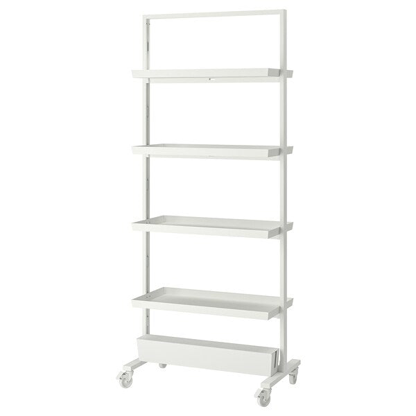 MITTZON - Frame w castors/disp shlf/cable box, white, 85x205 cm