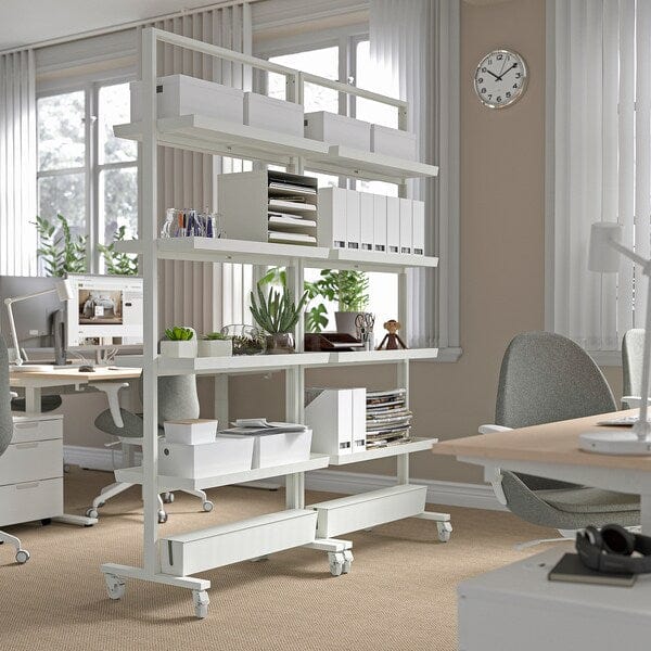 Ikea MITTZON - Frame w castors/disp shlf/cable box, white, 85x205 cm
