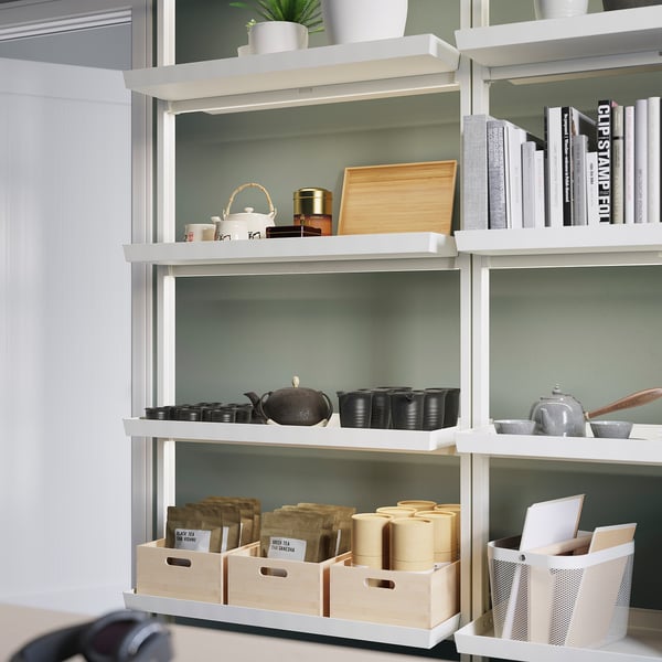 MITTZON frame w castors/disp shlf/cable box, white, 85x205 cm