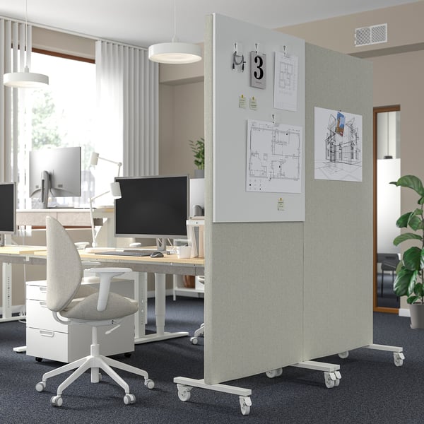 MITTZON - MITTZON Frame w cstrs/acoustic screen, Gunnared beige/white, 85x205 cm