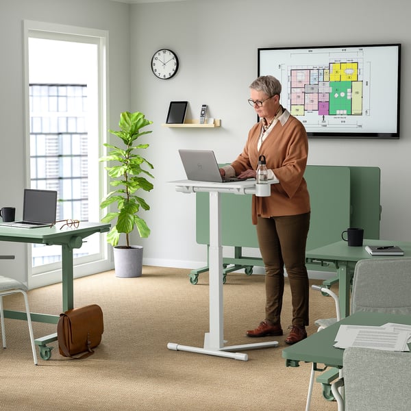 MITTZON laptop table with castors, white, 66x50 cm