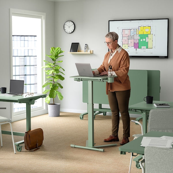 MITTZON - Laptop table with castors, green, 66x50 cm