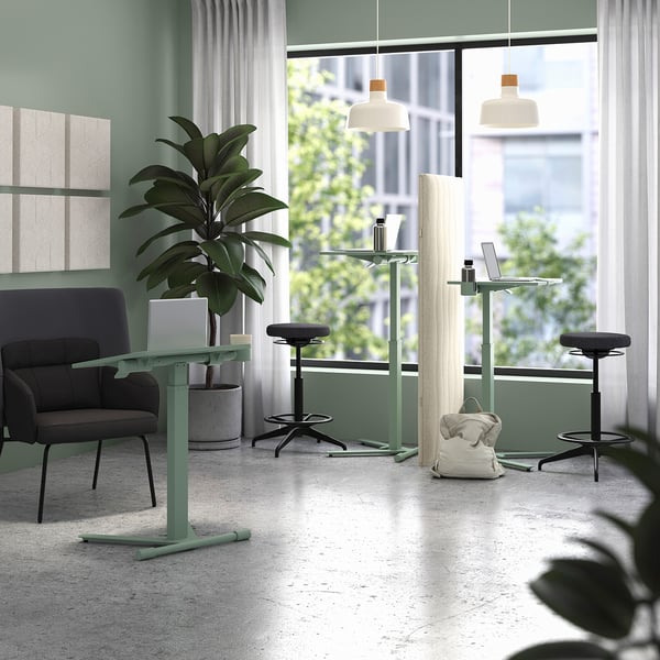 MITTZON laptop table with castors, green, 66x50 cm