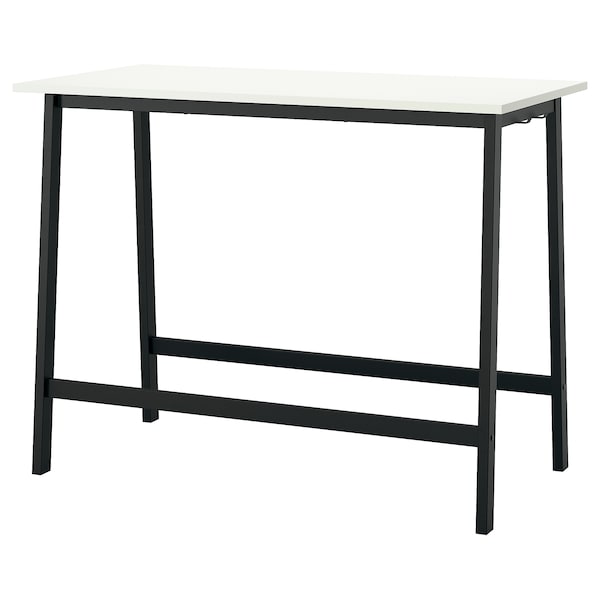 MITTZON - Conference table, white/black, 140x68x105 cm