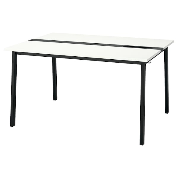 MITTZON - Conference table, white/black, 140x108x75 cm