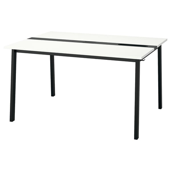 MITTZON conference table, walnut veneer/white, 140x108x75 cm
