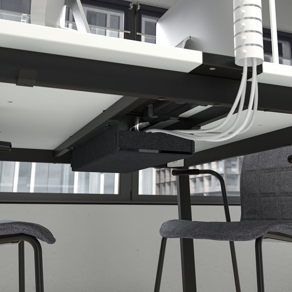 MITTZON conference table, white/black, 140x108x75 cm