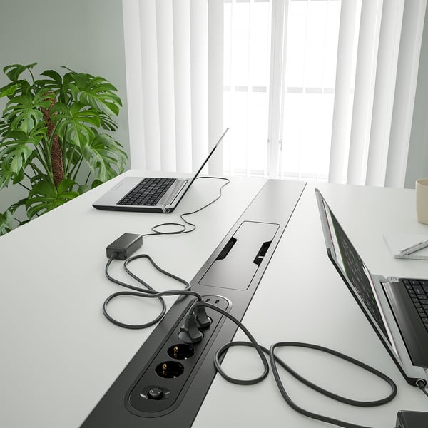 MITTZON conference table, white/black, 140x108x105 cm