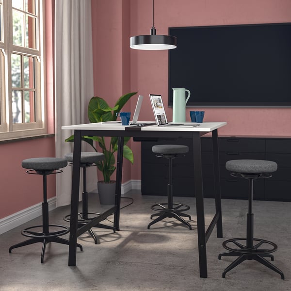 MITTZON conference table, white/black, 140x108x105 cm