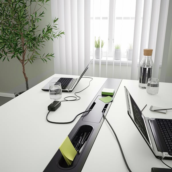 MITTZON conference table, white/black, 140x108x75 cm