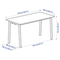 MITTZON - Conference table, white/black, 140x68x75 cm