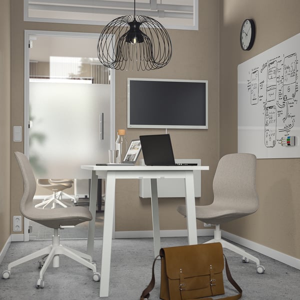 MITTZON - Conference table, white, 140x68x75 cm