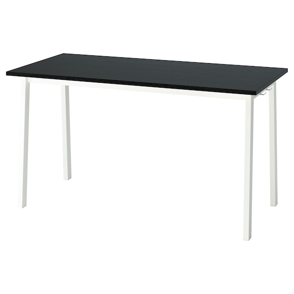 MITTZON - Conference table, black stained ash veneer/white, 140x68x75 cm