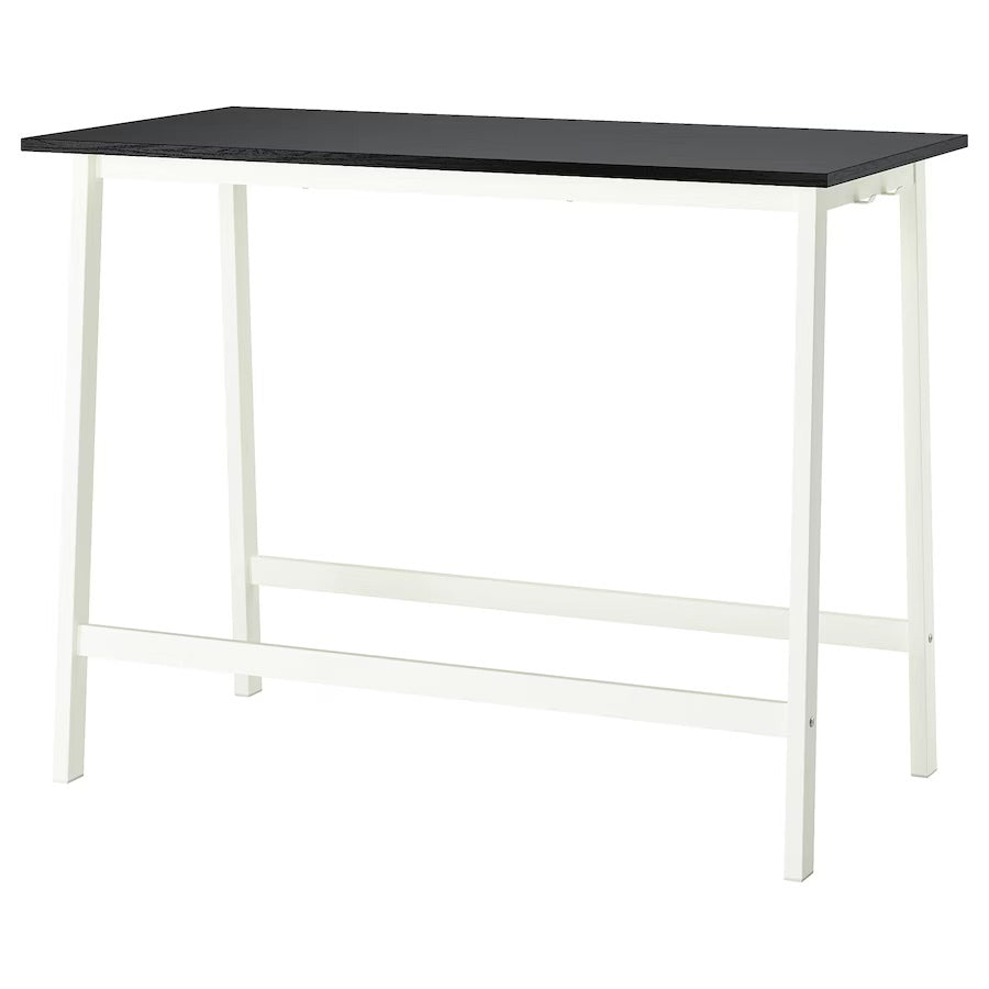 MITTZON - Conference table, black stained ash veneer/white, 140x68x105 cm