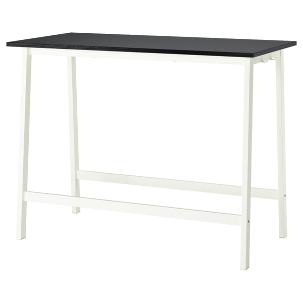 MITTZON conference table, black stained ash veneer/white, 140x68x105 cm