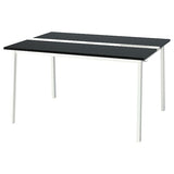MITTZON conference table, black stained ash veneer/white, 140x108x75 cm