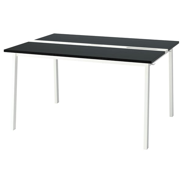 MITTZON conference table, black stained ash veneer/white, 140x108x75 cm